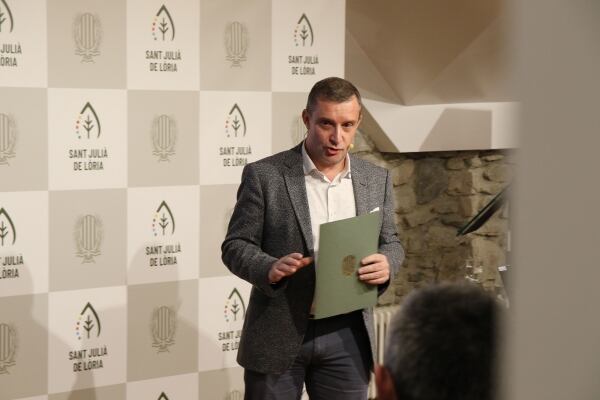 Josep Majoral en un acte del comú de Sant Julià de Lòria.