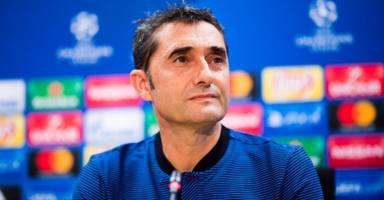 Ernesto Valverde, durante la rueda de prensa