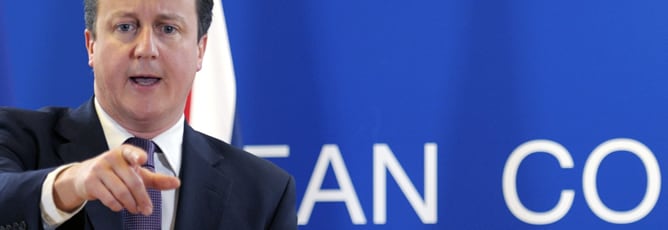 David Cameron, durante una rueda de prensa en Bruselas