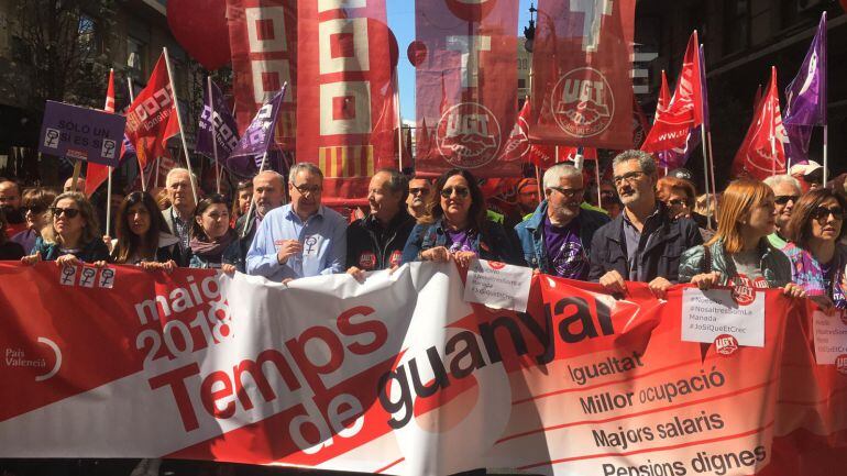 Cabecera de la Manifestación del 1 de mayo en Valencia