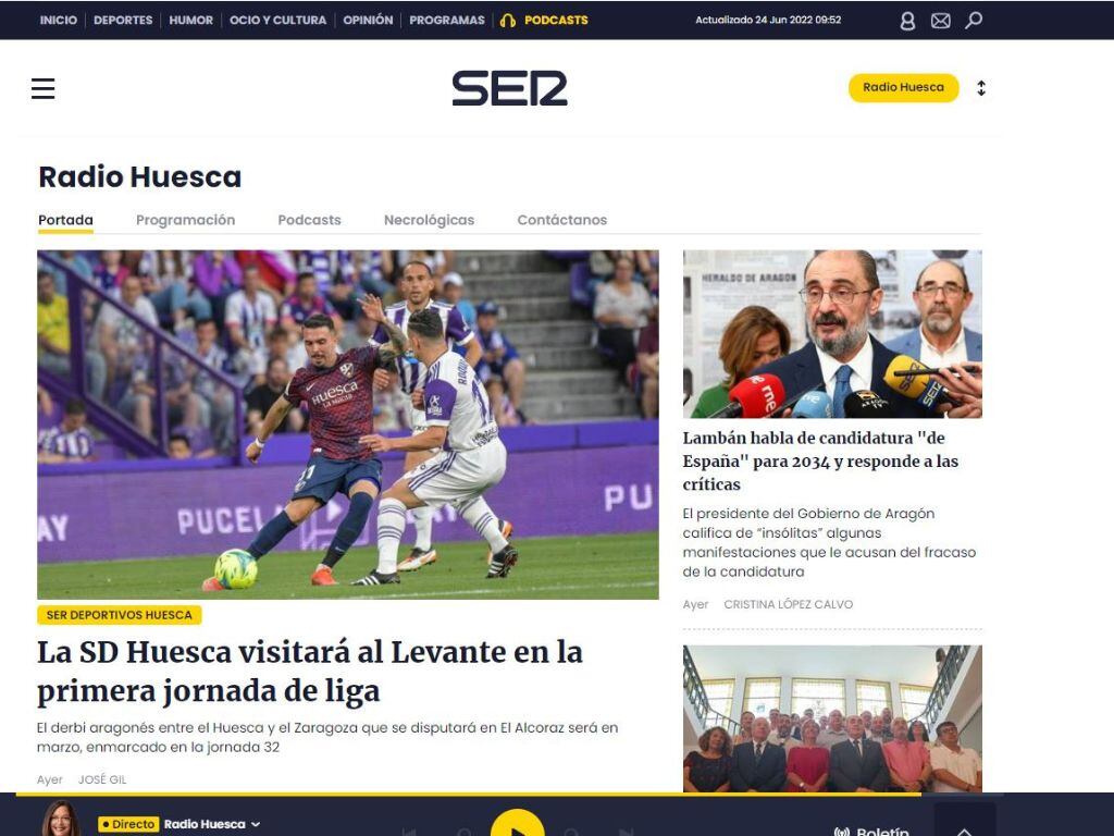 Así es la nueva web de Radio Huesca.