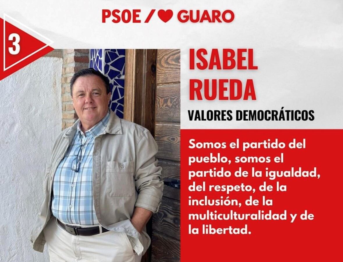 Jesús Rueda, con el nombre de Isabel que figura en su DNI y en la lista electoral del PSOE por Guaro