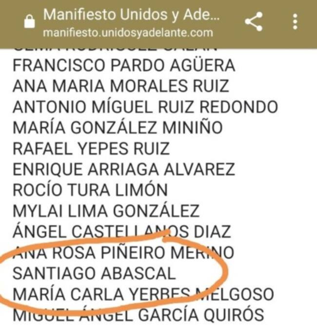 Manifiesto 'Unidos y Adelante'