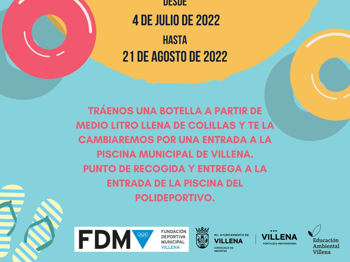 Deporte y Medio Ambiente regalarán entradas a la piscina de verano de Villena por la recogida de colillas