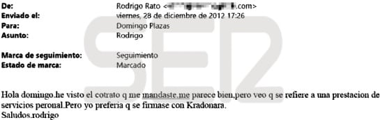 UN CONTRATO SIN IDENTIDAD. Rato le pide a su asesor que el contrato que va a firmar con Telefónica lo sea a nombre de una empresa.