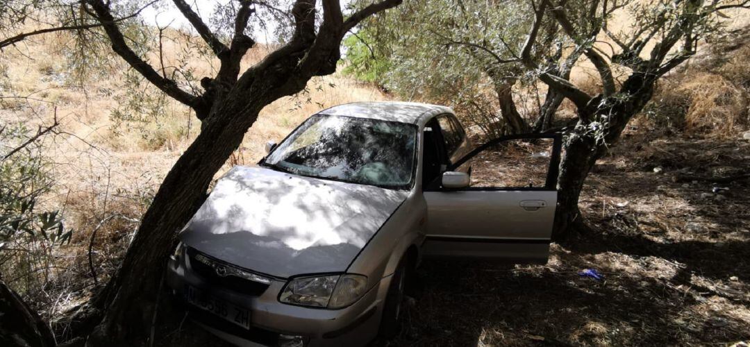 Estado del vehículo tras impactar con un árbol