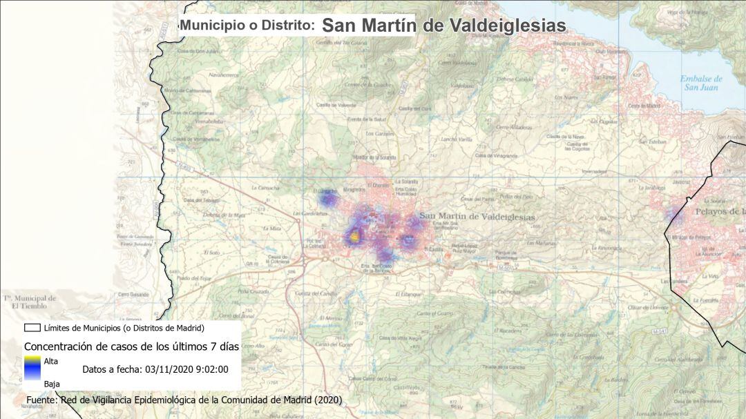 Mapa de situación epidemiológica de la Zona Básica de Salud de San Martín de Valdeiglesias