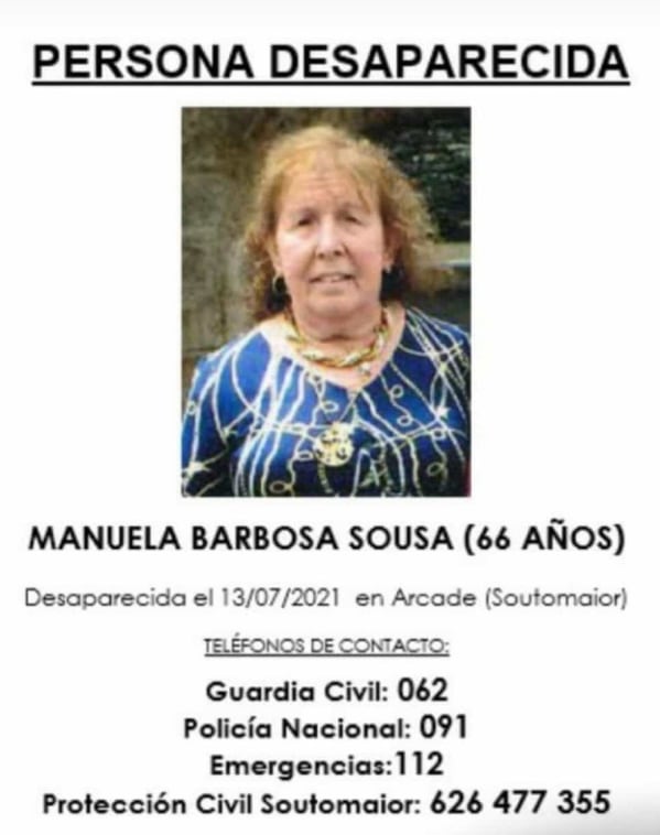 Cartel de desaparición de Manuela Barbosa