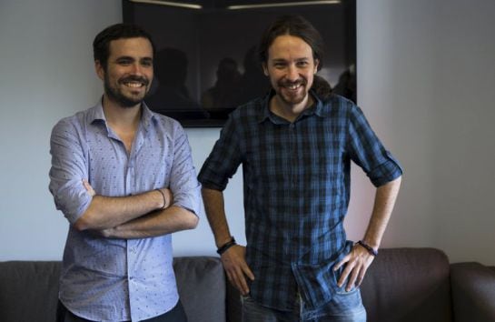 Alberto Garzón y Pablo Iglesias.