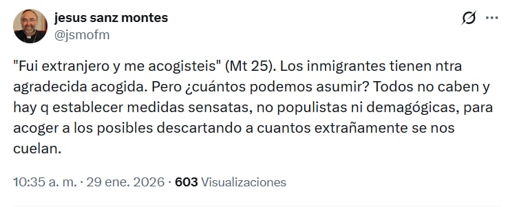 Mensaje en la red social X del arzobispo de Oviedo, Jesús Sanz