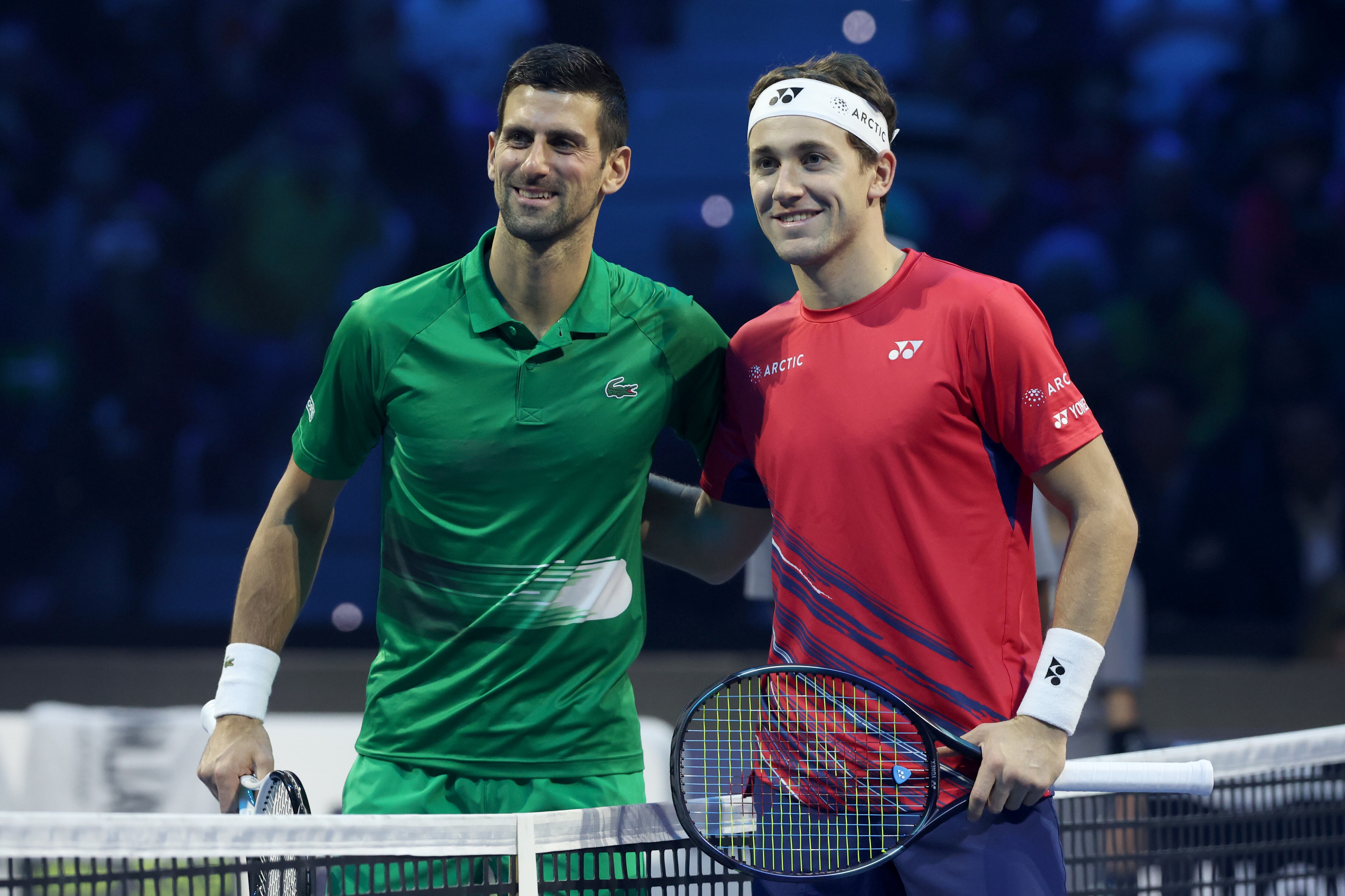 Novak Djokovic y Casper Ruud. Getty Images