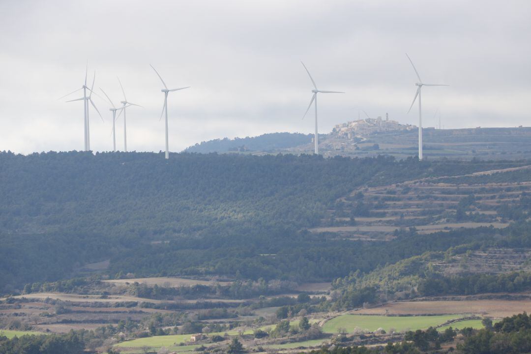 Imatge d&#039;aerogeneradors al terme de Conesa. 