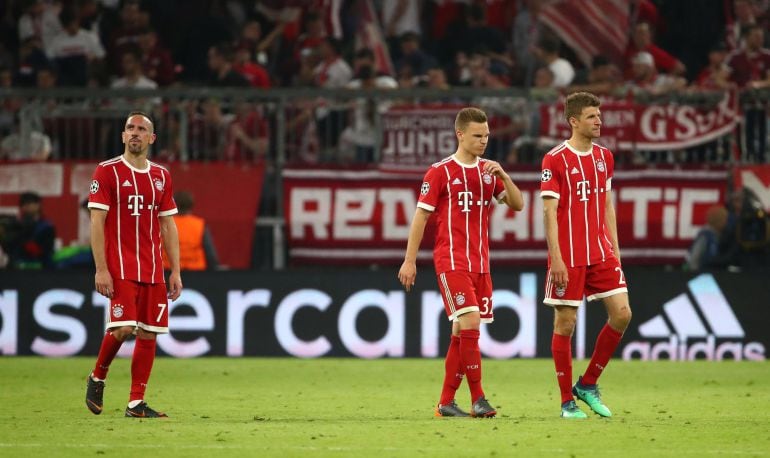 Ribery, Kimmich y Müller, en el partido ante el Real Madrid