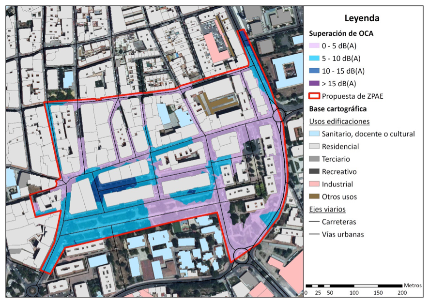 Imagen del mapa propuesto de la ZPAE en el centro de la ciudad