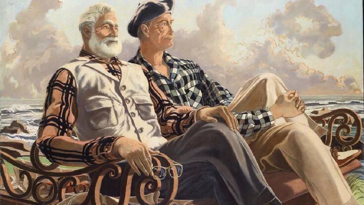 Escena de conversación, ocio o Hemingway y Duñabeitia
