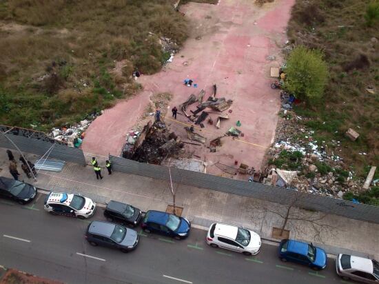 Vista aérea del solar en el que se ha producido el incendio