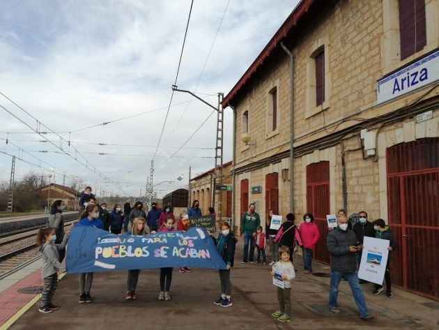 Protesta en la estación de Ariza