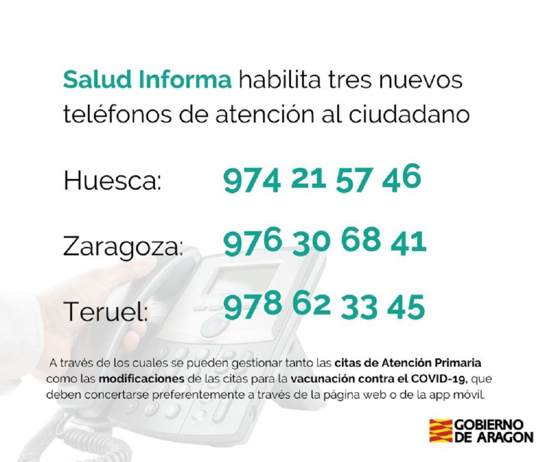 Nuevos números de teléfono de Salud Informa 