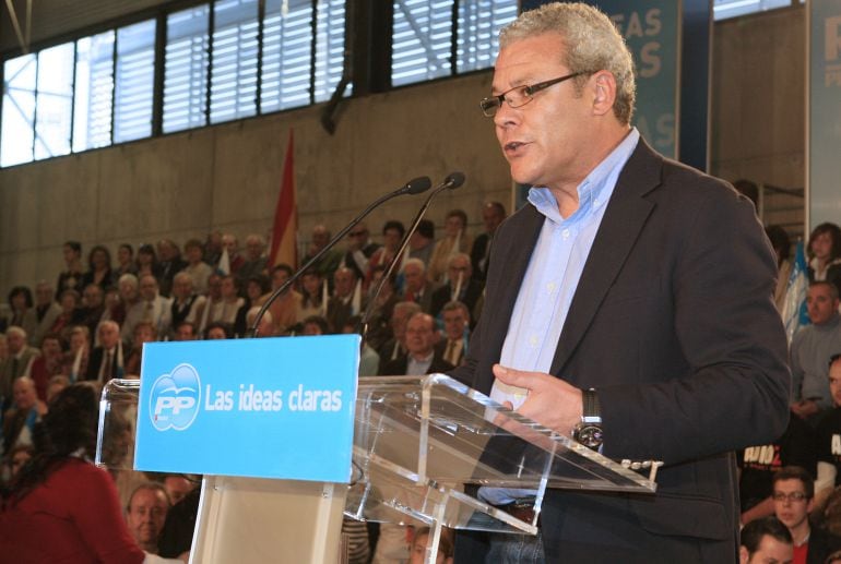 El exalcalde de Valdemoro Jose Miguel Moreno, durante su intervención en un acto electoral de 2008.