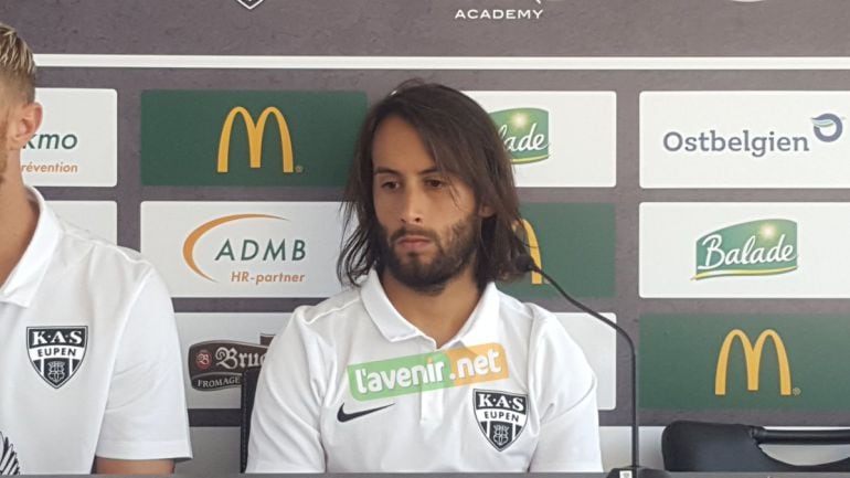 Mario Ortiz, durante su presentación con el KAS Eupen