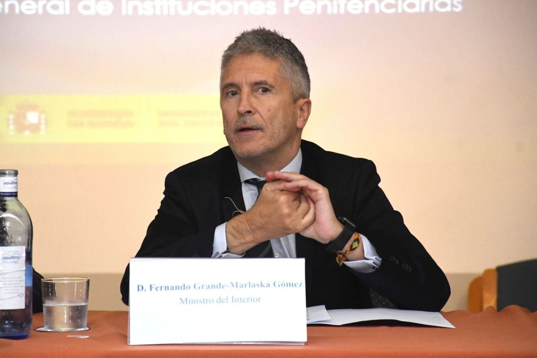 El ministro del Interior en funciones, Fernando Grande-Marlaska, este miércoles, durante su intervención en la clausura de la reunión anual de directores de centros penitenciarios que tiene lugar en Segovia. 