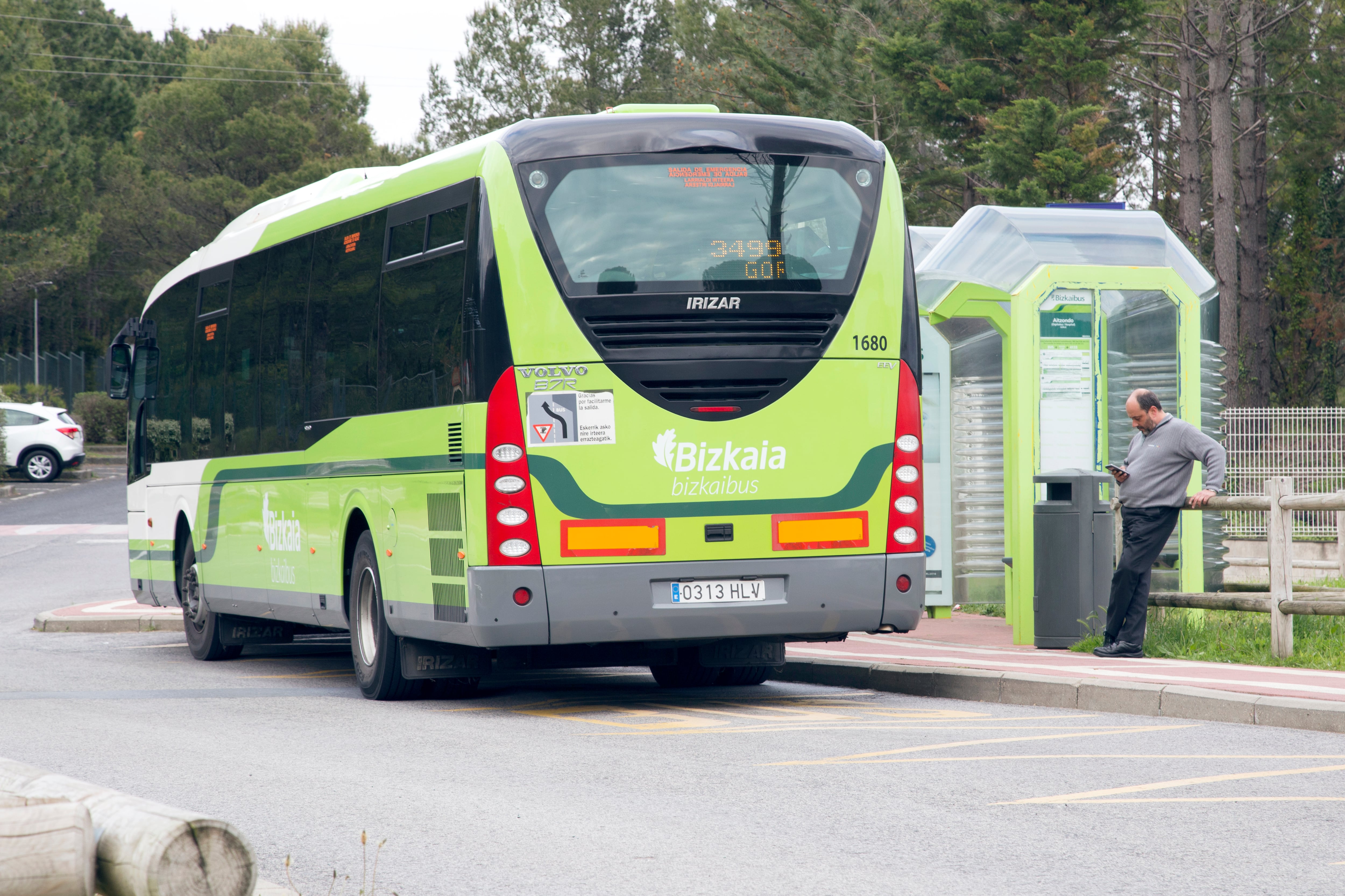 Gorliz, Biscay, Basque country, Spain - April 26, 2016: One bus of Bizkaibus, the public bus transportation service in Biscay, Basque Country, Spain.