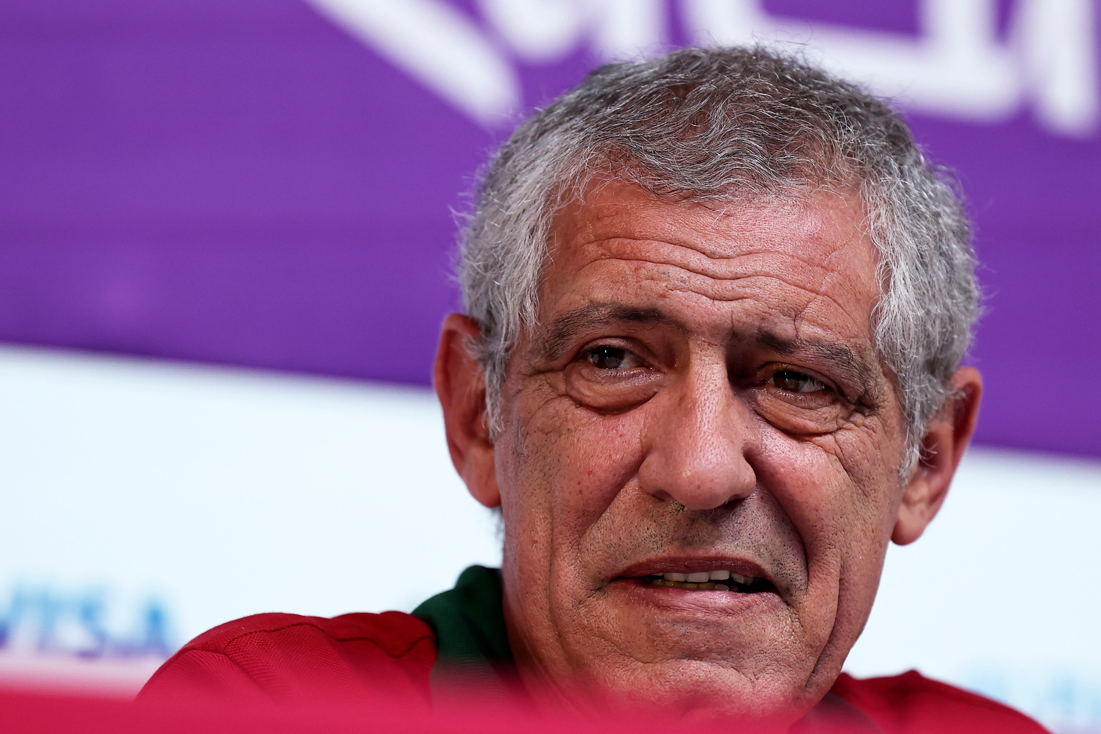 El seleccionador portugués, Fernando Santos, en rueda de prensa.