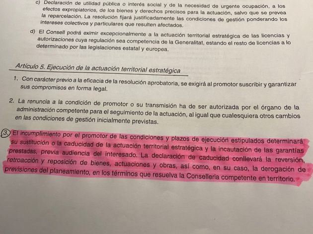 Artículo de la Ley que regula la ATE en la Comunidad Valenciana