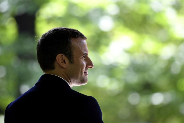 El nuevo presidente electo de Francia, Emmanuel Macron, durante un acto