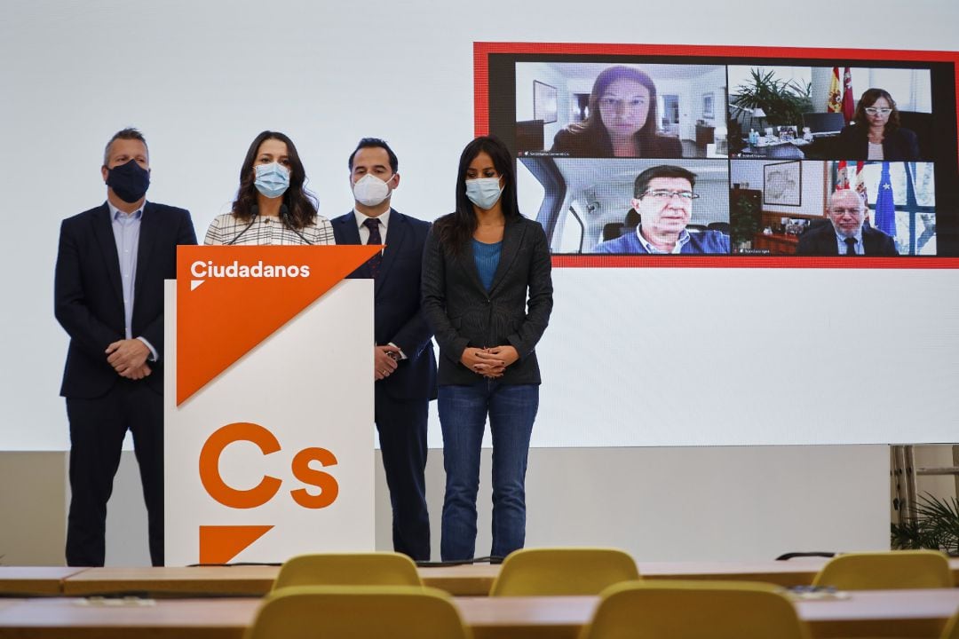 La presidenta de Ciudadanos, Inés Arrimadas, e Ignacio Aguado, vicepresidente del Gobierno de Madrid