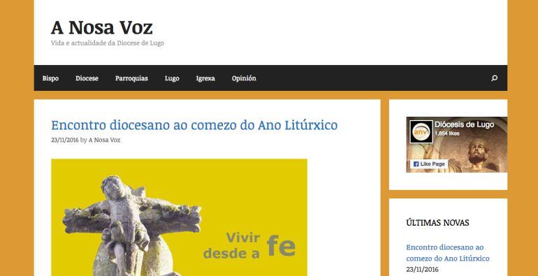 Captura de pantalla de la web del obispado de Lugo, anosavoz.com