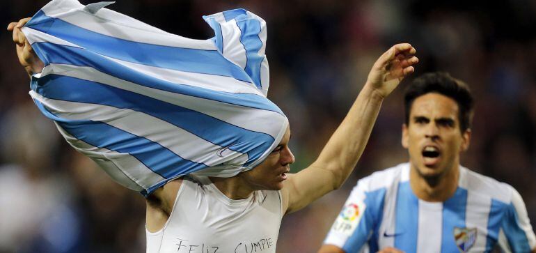 Juanpi celebra su gol frente al Sporting