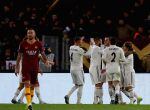 ROME, ITALY - NOVEMBER 27: Lucas Vazquez with his teammates of Real Madrid celebrates after scoring the team's second goal during the group G match of the UEFA Champions League between AS Roma and Real Madrid at Stadio Olimpico on November 27, 2018 in Rome, Italy. (Photo by Paolo Bruno/Getty Images)