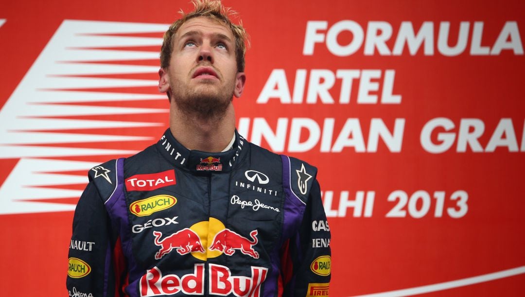 Sebastian Vettel, en el podio cuando militaba en Red Bull.