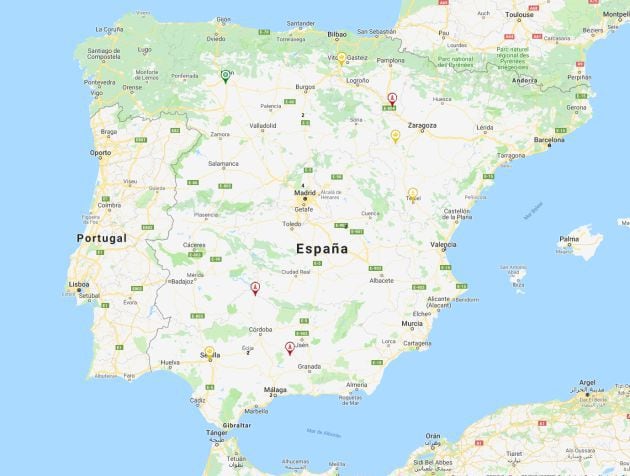 Mapa de radares en España.