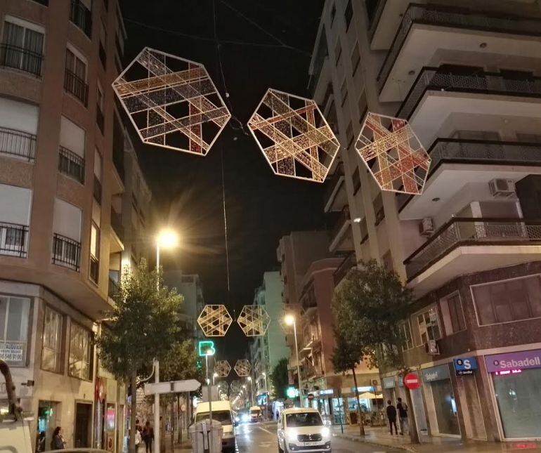 Luces de navidad en las calles de Elche