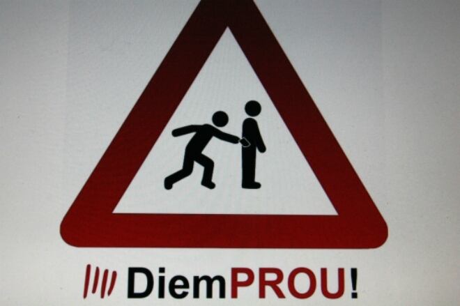 Logotip del moviment &quot;Diem prou!&quot;.