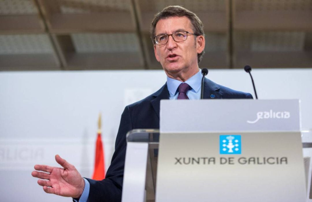 Feijóo en una rueda de prensa