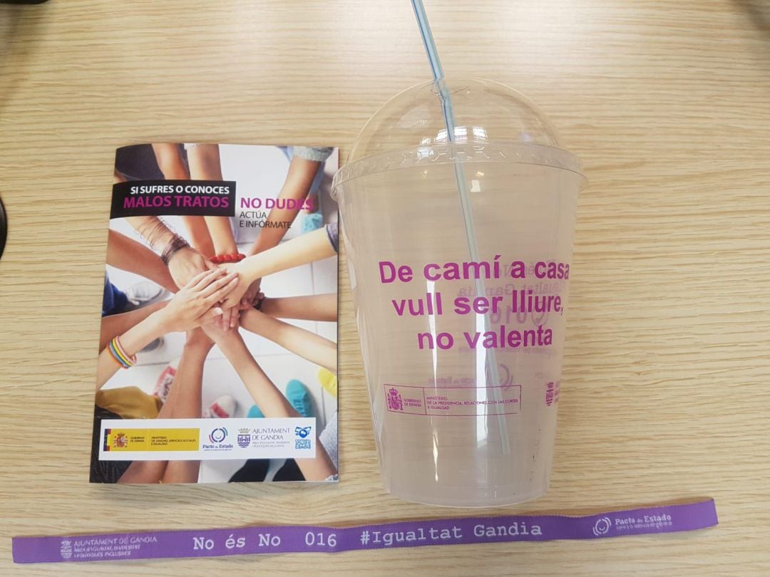 Vaso con tapa contra el burundanga del Departament d&#039;Igualtat de Gandia. 