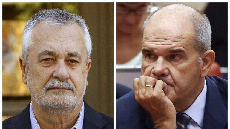 Los expresidentes de la Junta de Andalucía José Antonio Griñán y Manuel Chaves