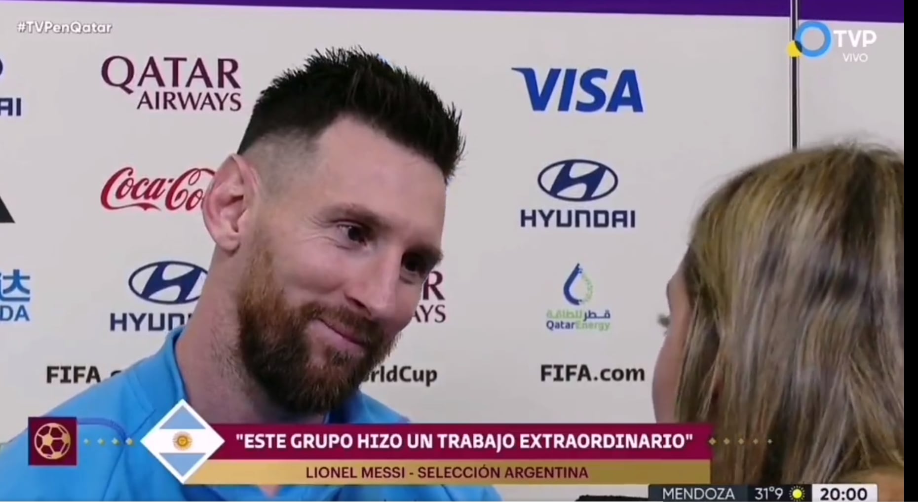 La cara de Messi durante las palabras de una periodista