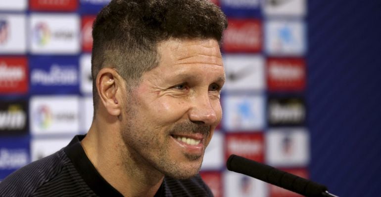 Diego Pablo Simeone, durante la rueda de prensa previa al partido