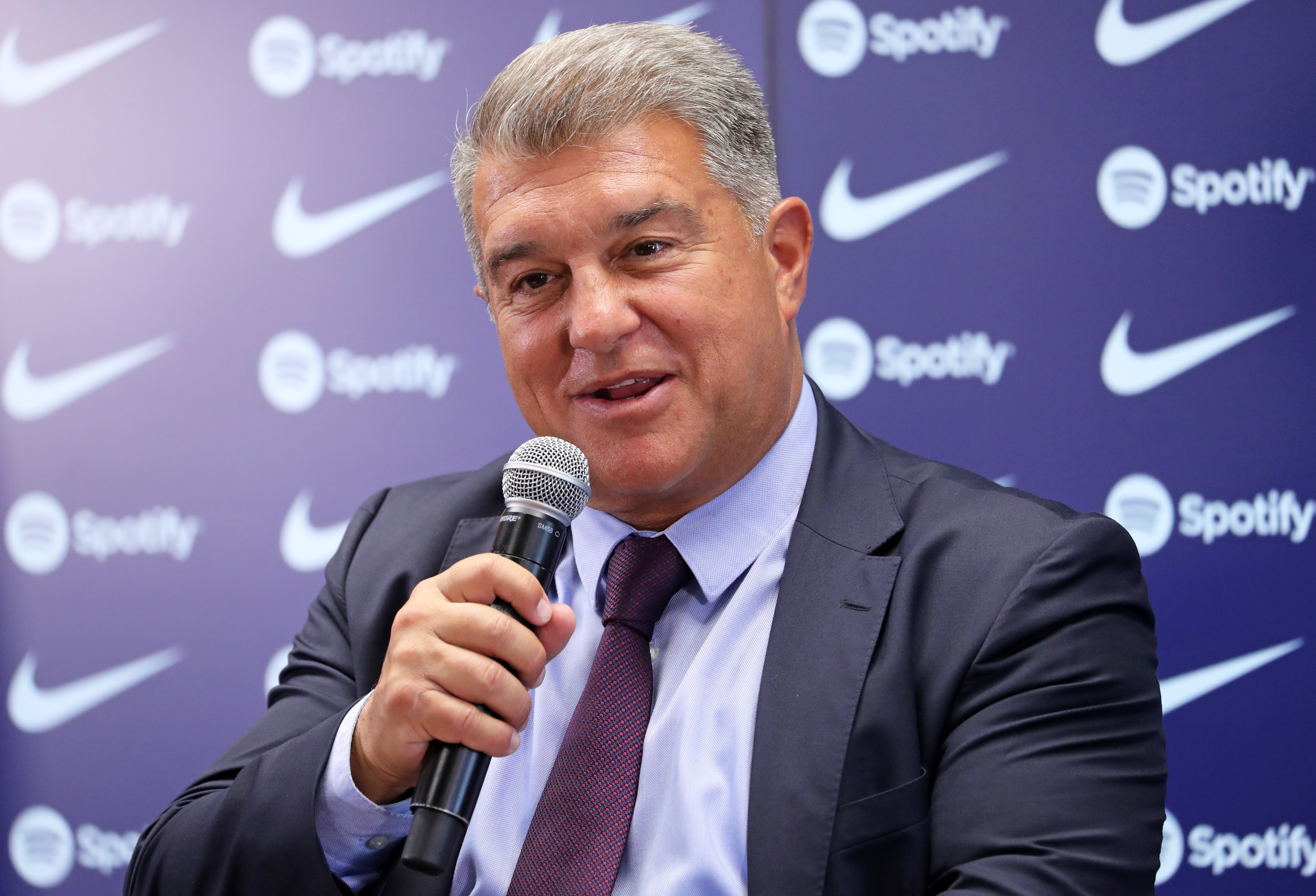 Joan Laporta durante el acto de presentación de Andreas Christensen.