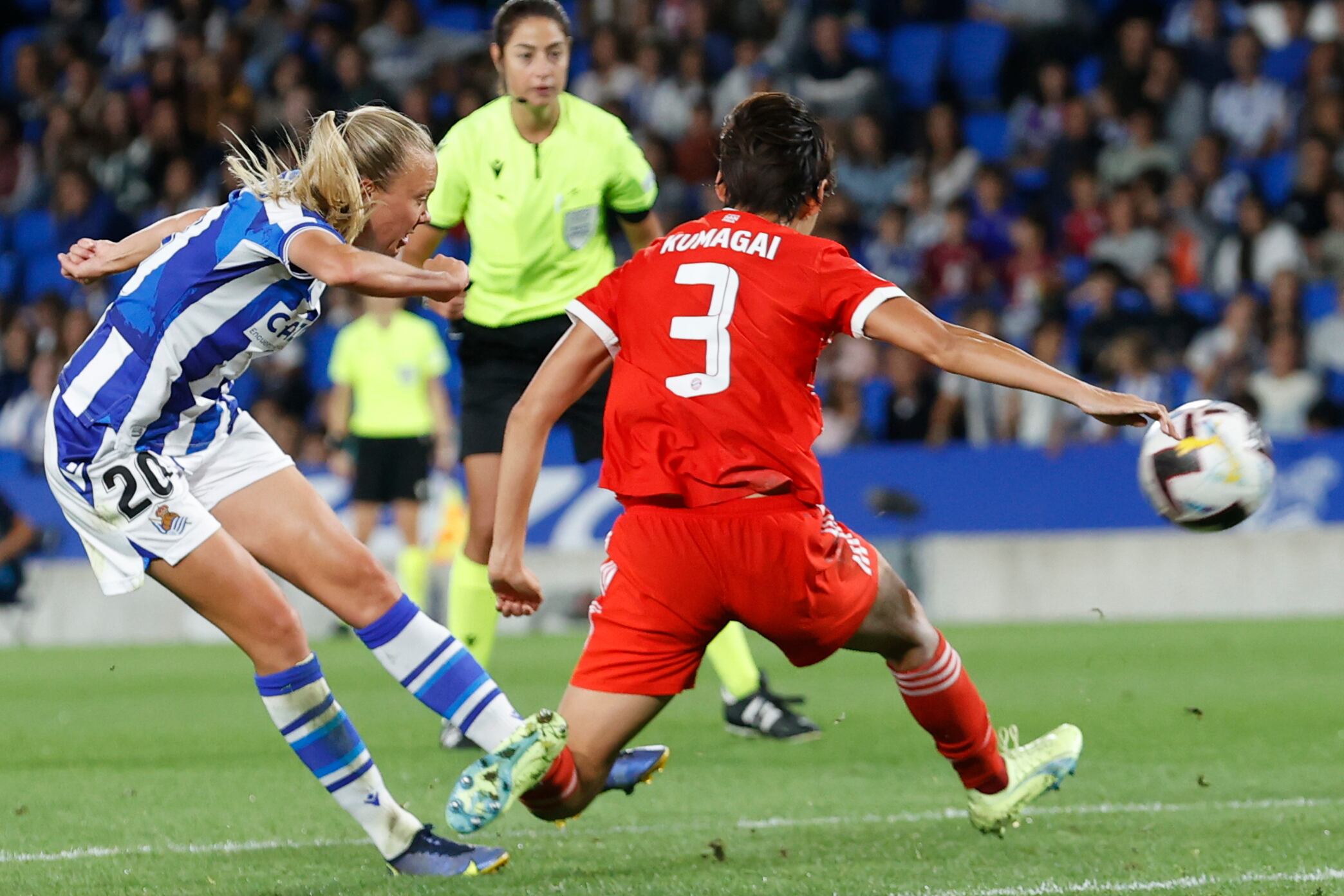 Jensen fue la autora de un gol histórico para la Real Sociedad femenina. EFE/Javier Etxezarreta