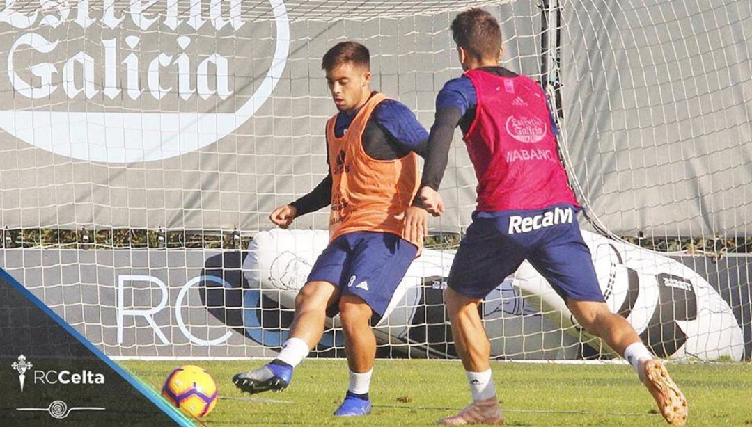 Fran Beltrán durante un entrenamiento en A Madroa