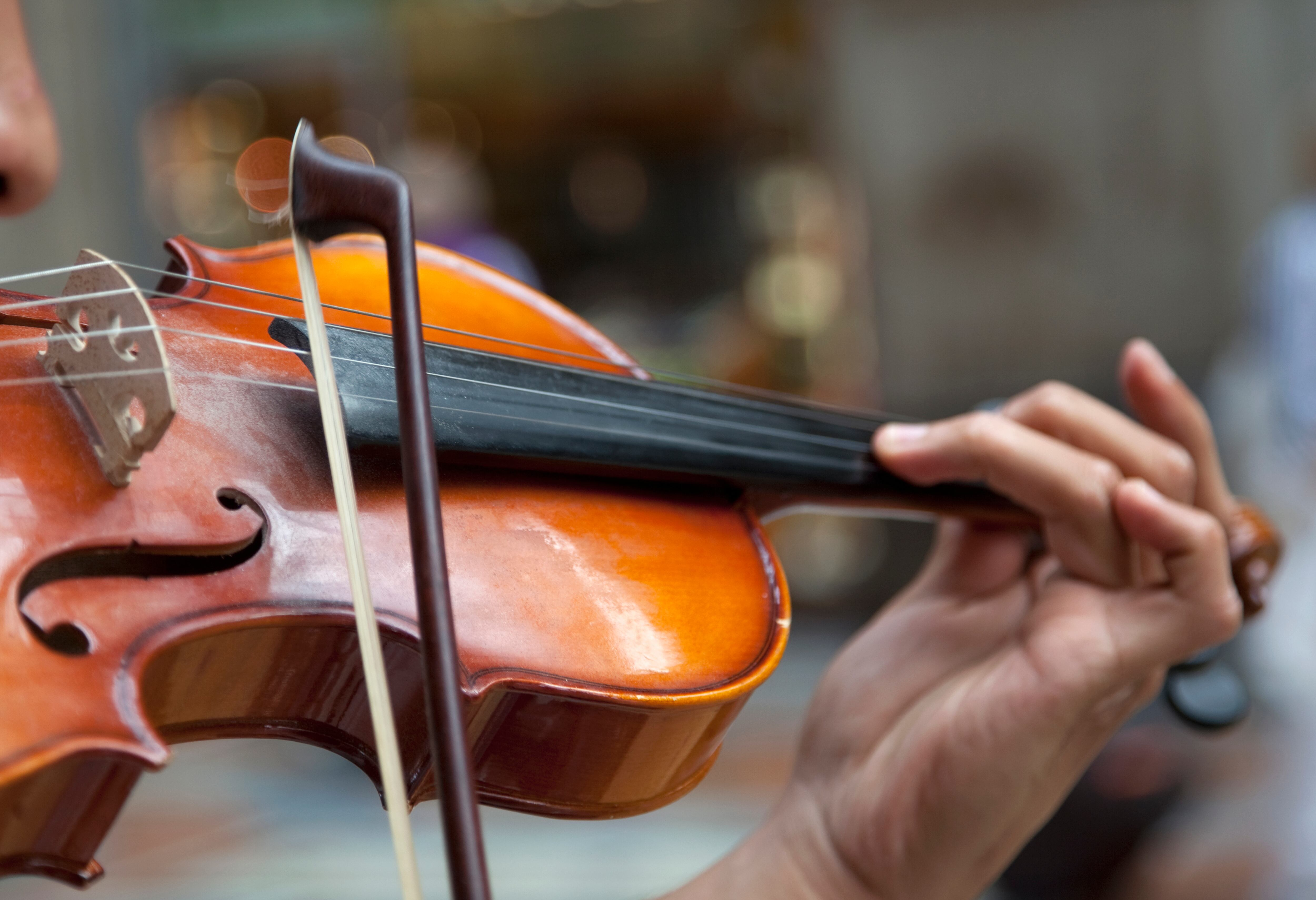 detail view of man playing violin  in Milan Galleria mall for coins