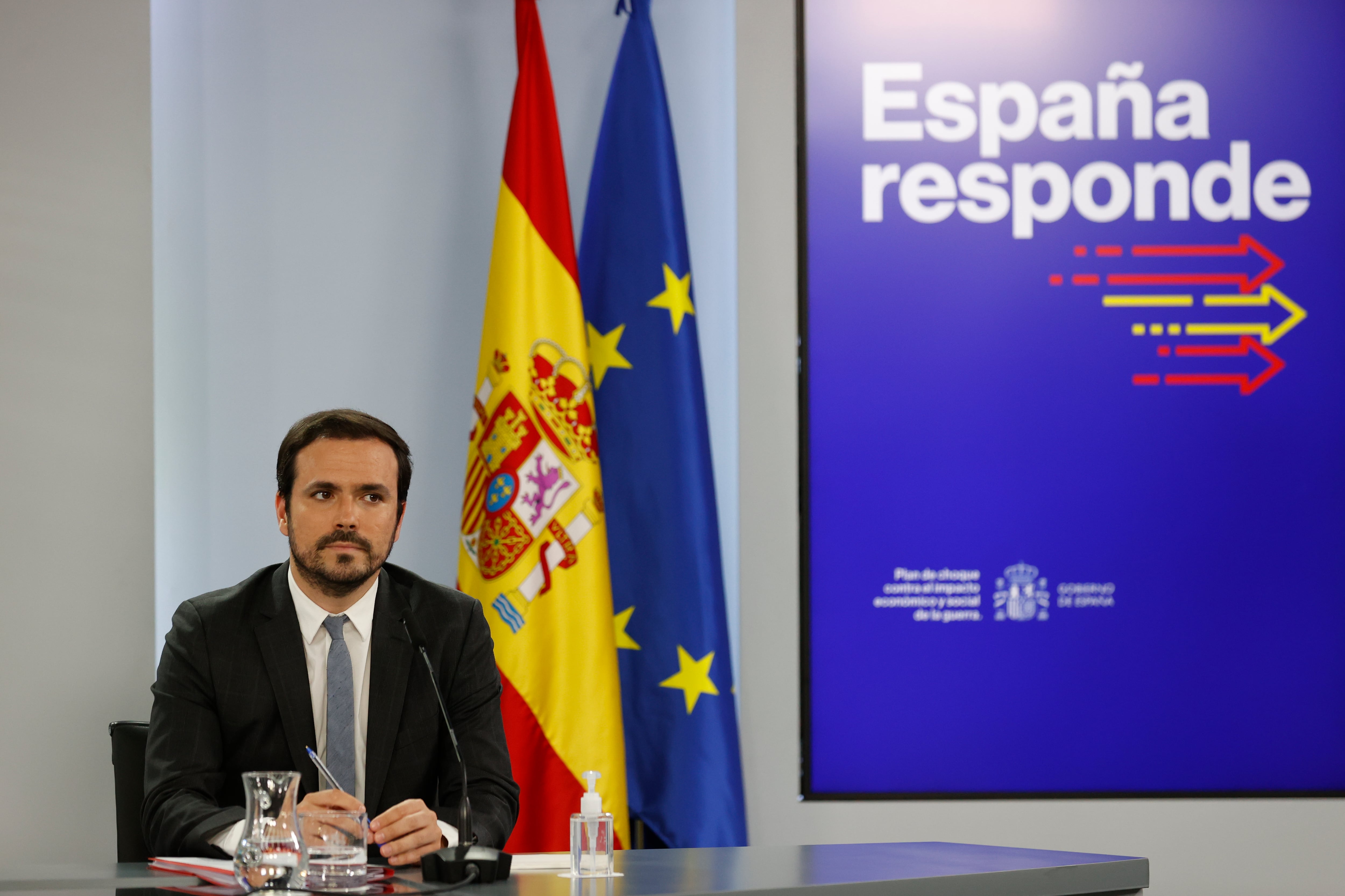 El ministro de Consumo, Alberto Garzón, durante la rueda de prensa posterior a la reunión del Consejo de Ministros