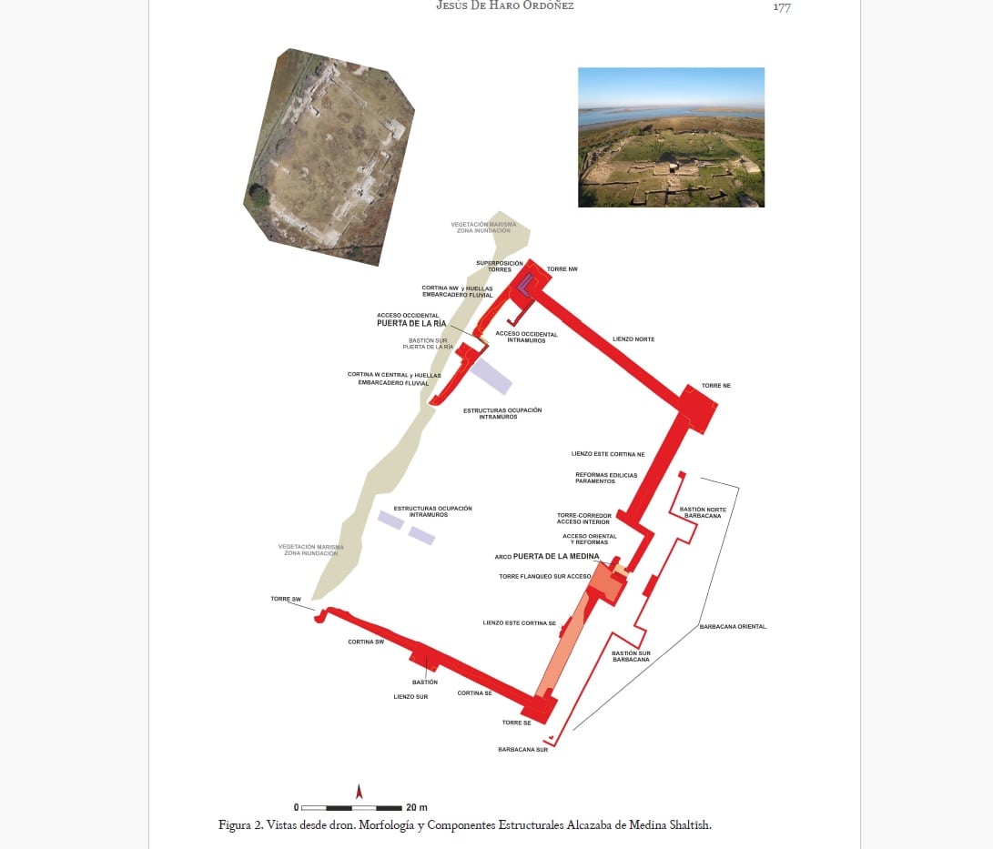 Figura 2. Vistas desde dron. Morfología y Componentes Estructurales Alcazaba de Medina Shaltîsh. (Revista Onoba)