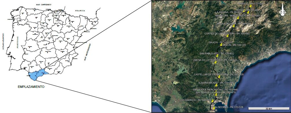 Tramo de obras a trabajar por Adif