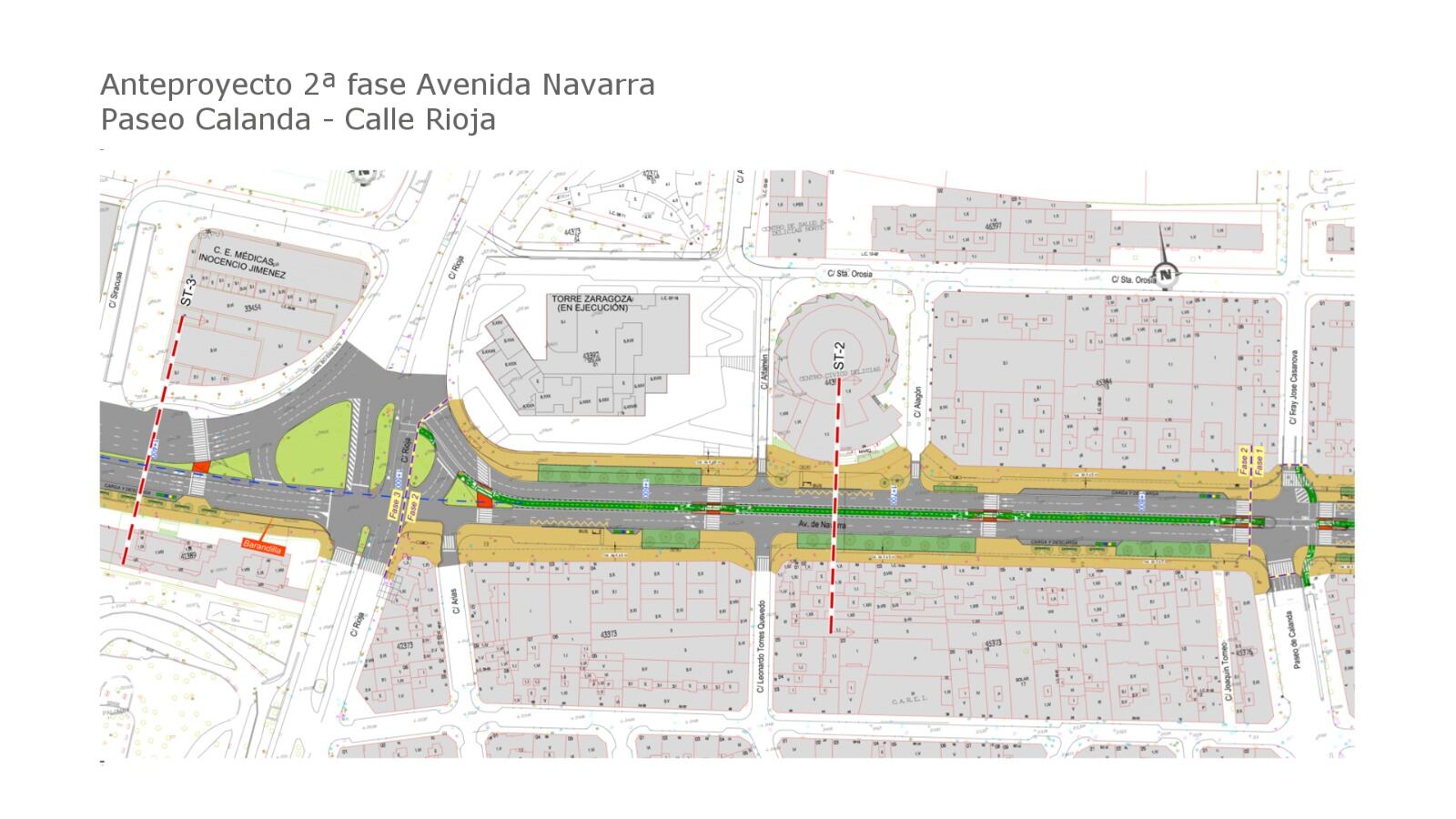 Plano de la reforma de la segunda fase de la Avenida de Navarra de Zaragoza